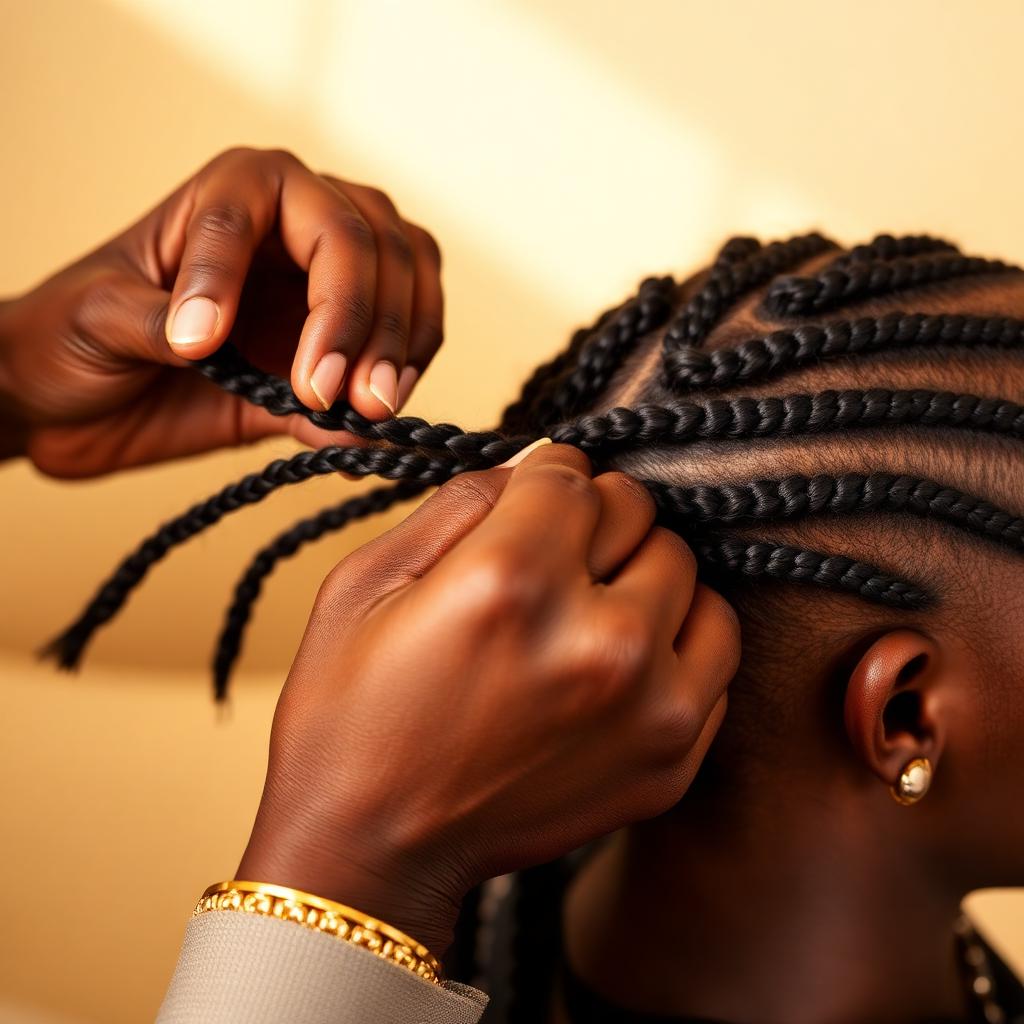 Hands braiding hair